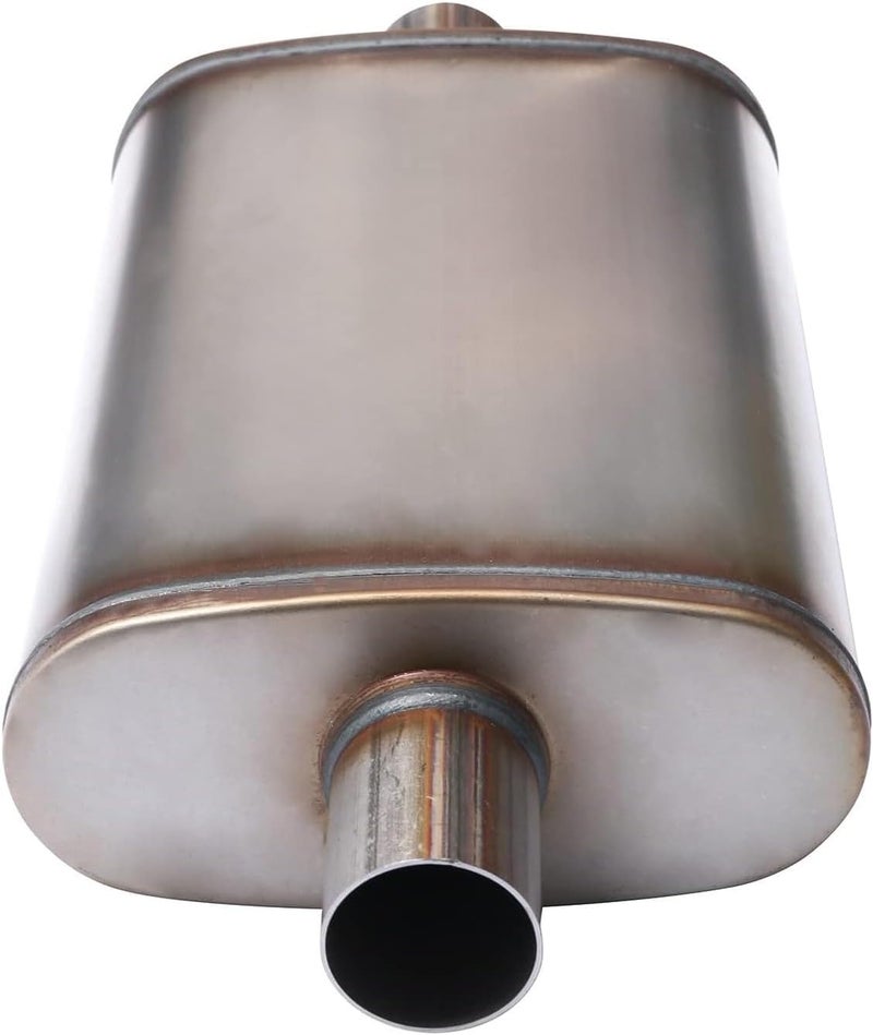 Floshine Universal 409 Stainless Muffler Straight-Through Performance Muffler Exhaust, center in | center out (3") - Image 1